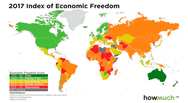 These Maps Show How Economic Freedom Around the World Enriches/Impoverishes People