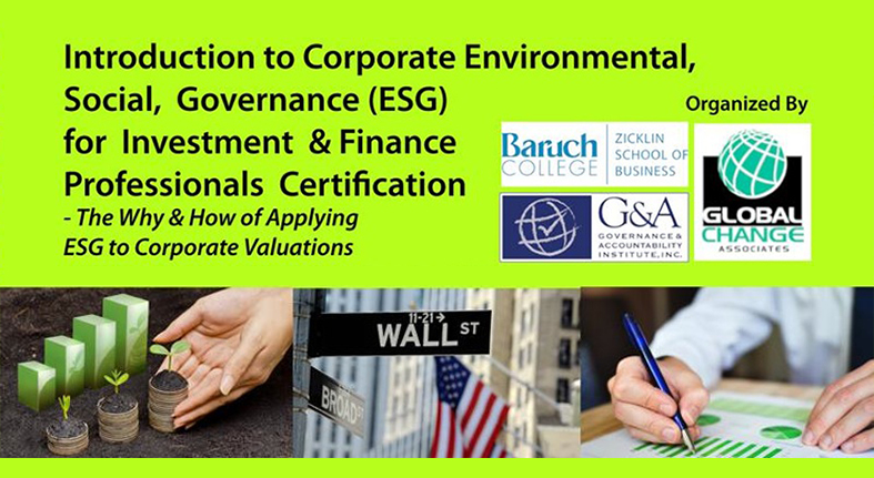 New Training Announcement: Introduction to Corporate Environmental, Social, Governance (ESG) for Investment & Finance Professionals Certification