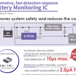 ABLIC Launches the S-19114 Series of Automotive High Withstand Voltage Battery Monitoring ICs Combining the Industry’s Fastest (*1) Voltage Detection Response with Low Current Consumption